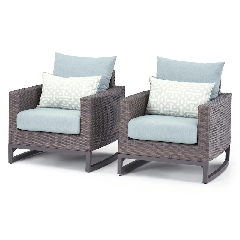 Milea 2 Piece Sunbrella Outdoor Patio Club Chairs - 32W x 35D x 31H