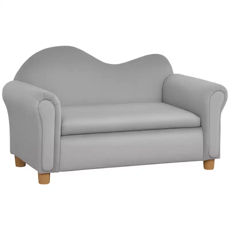 Ergonomic Foam Kids Sofa with Inner Toy Storage Chest, Velvet Kids Couch with Soft Arms, Children's Lounge Furniture