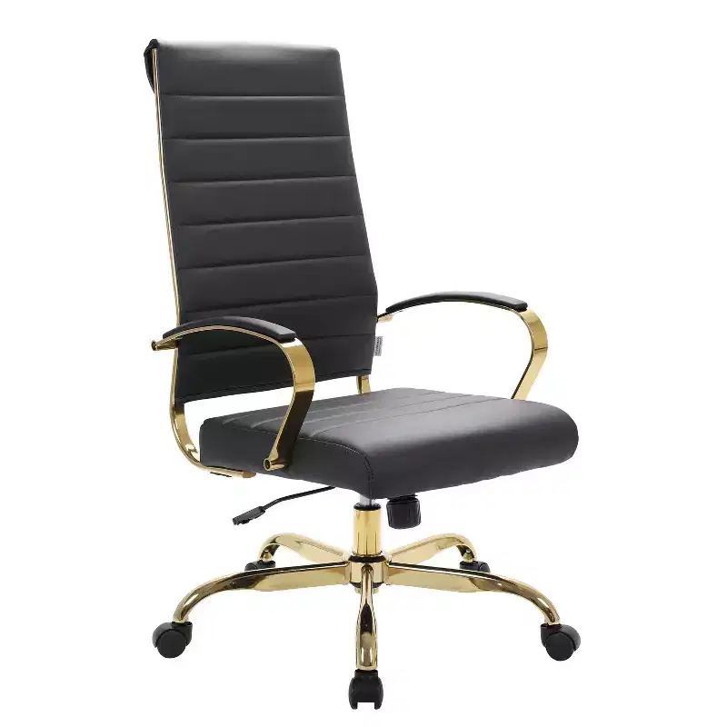 38 in.H Adjustable Height Blue Faux Leather Seat with Swivels Ergonomic Office Chair
