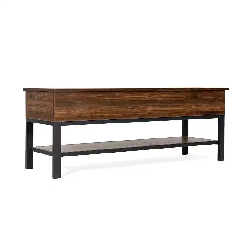 Merrick Lane Rustic Farmhouse Entryway Bench with Bottom Storage Shelf