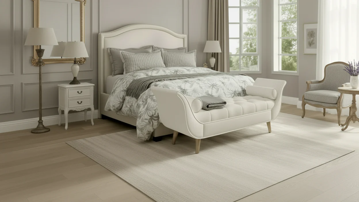 Zyrel Mid-Century Modern Velvet Upholstered Button Tufted Bench with 2 Pillows