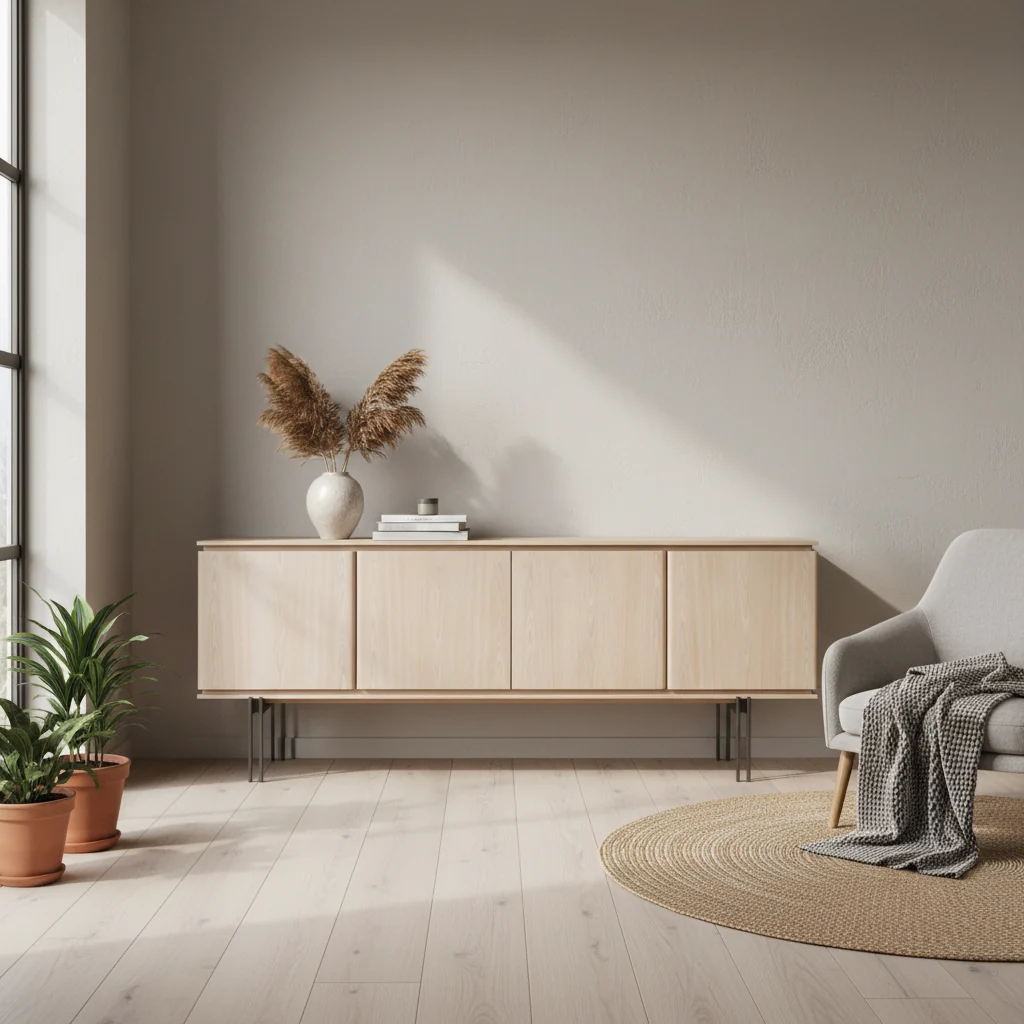 Wood Veneer Buffet with 4 Doors
