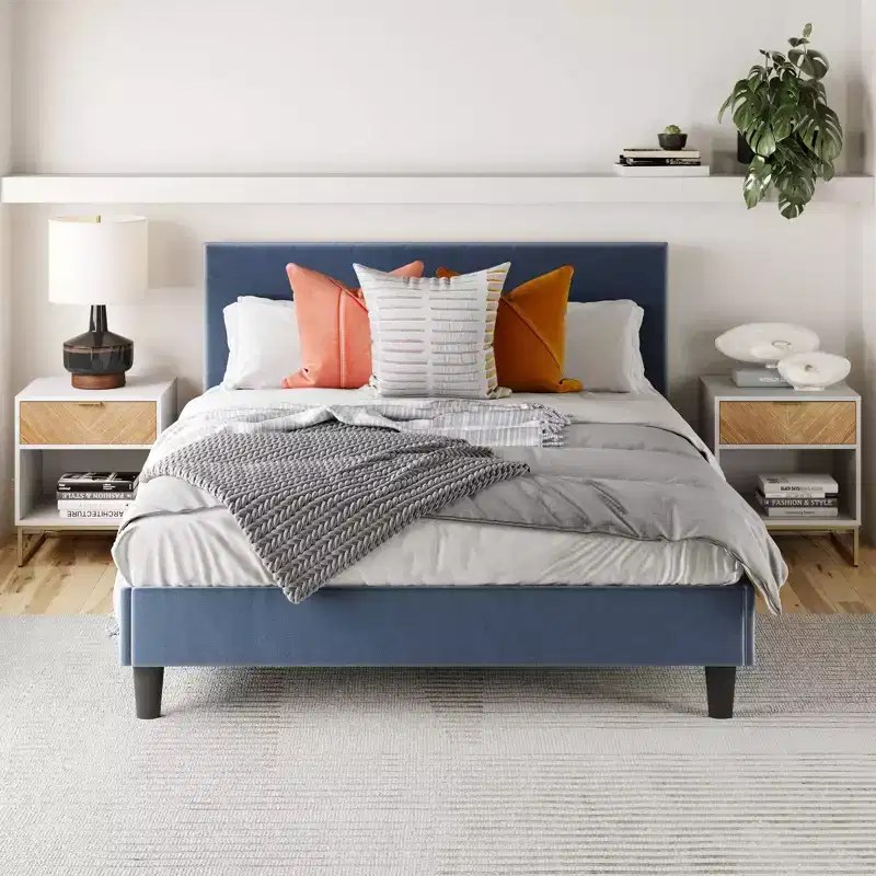 Nathan James Set of 2 Kensi Wood Herringbone Nightstands