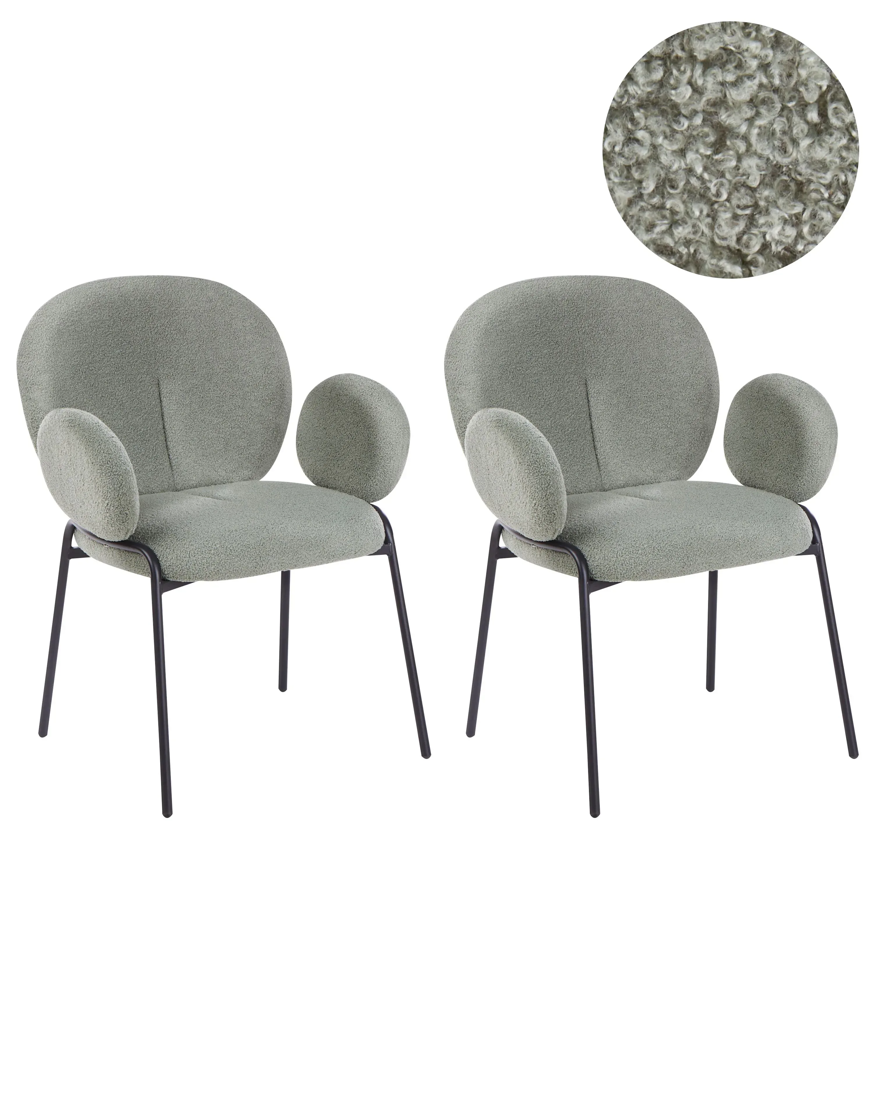 Set di 2 sedie da pranzo Bouclé Verde chiaro